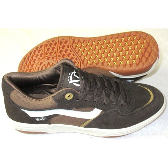 Vans Men's Rowan Zorilla 2 Chocolate Brown White Suede Canvas Shoes sizes NIB - Picture 2 of 5